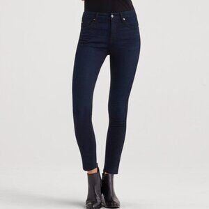 7 for all mankind - high waist skinny jeans in blue black river thames | size 25